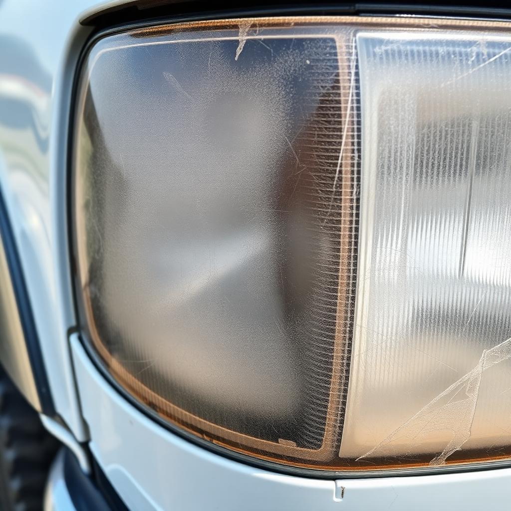 Pickup — Work Truck headlight before restoration — cloudy and yellowed